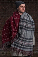 Load image into Gallery viewer, Grey Tartan with Ruby Windowpane