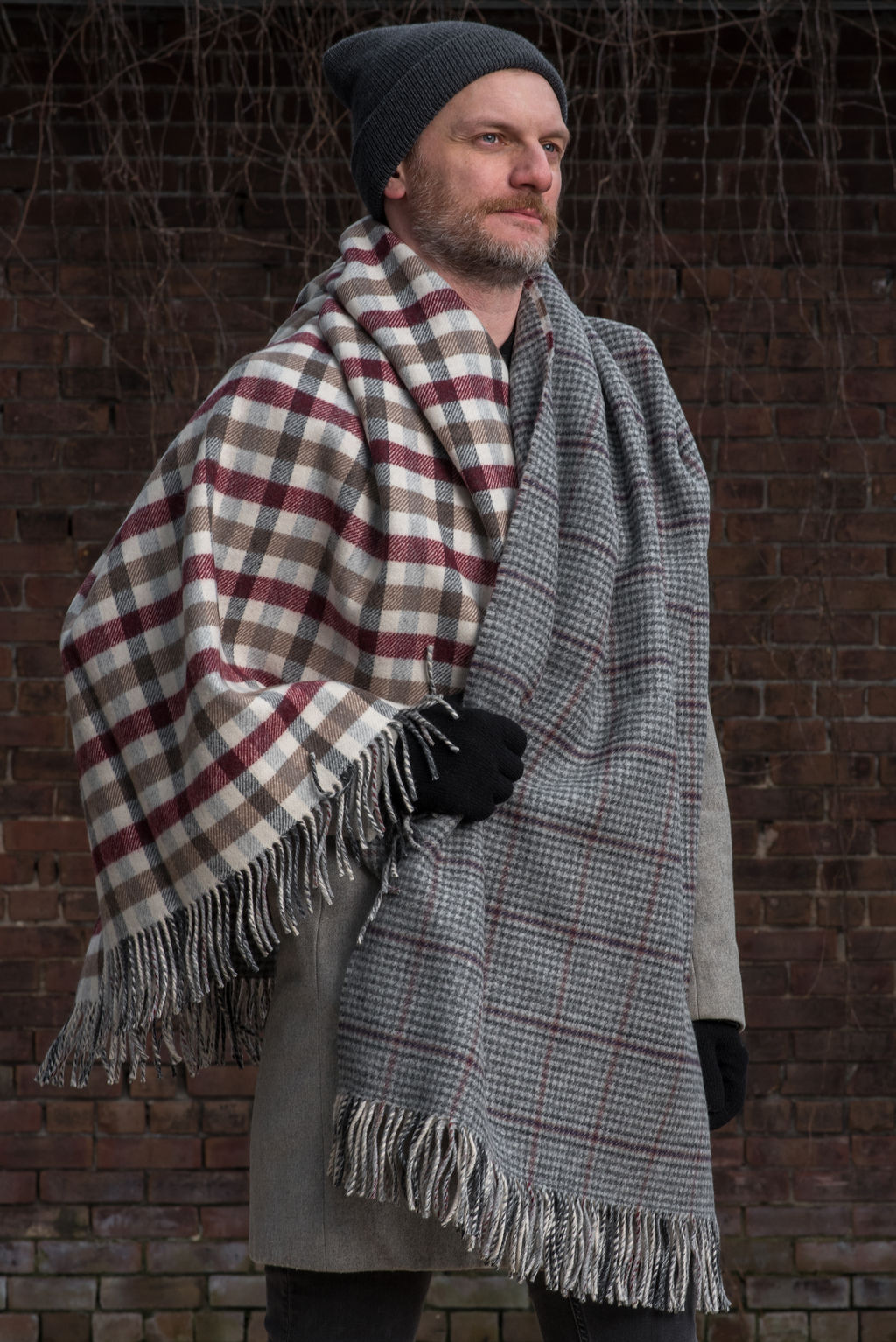 Double Faced Check Lambswool Throw