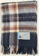 Load image into Gallery viewer, Shetland Wool Throw - Plaid Blanket - Navy Ecru Chestnut
